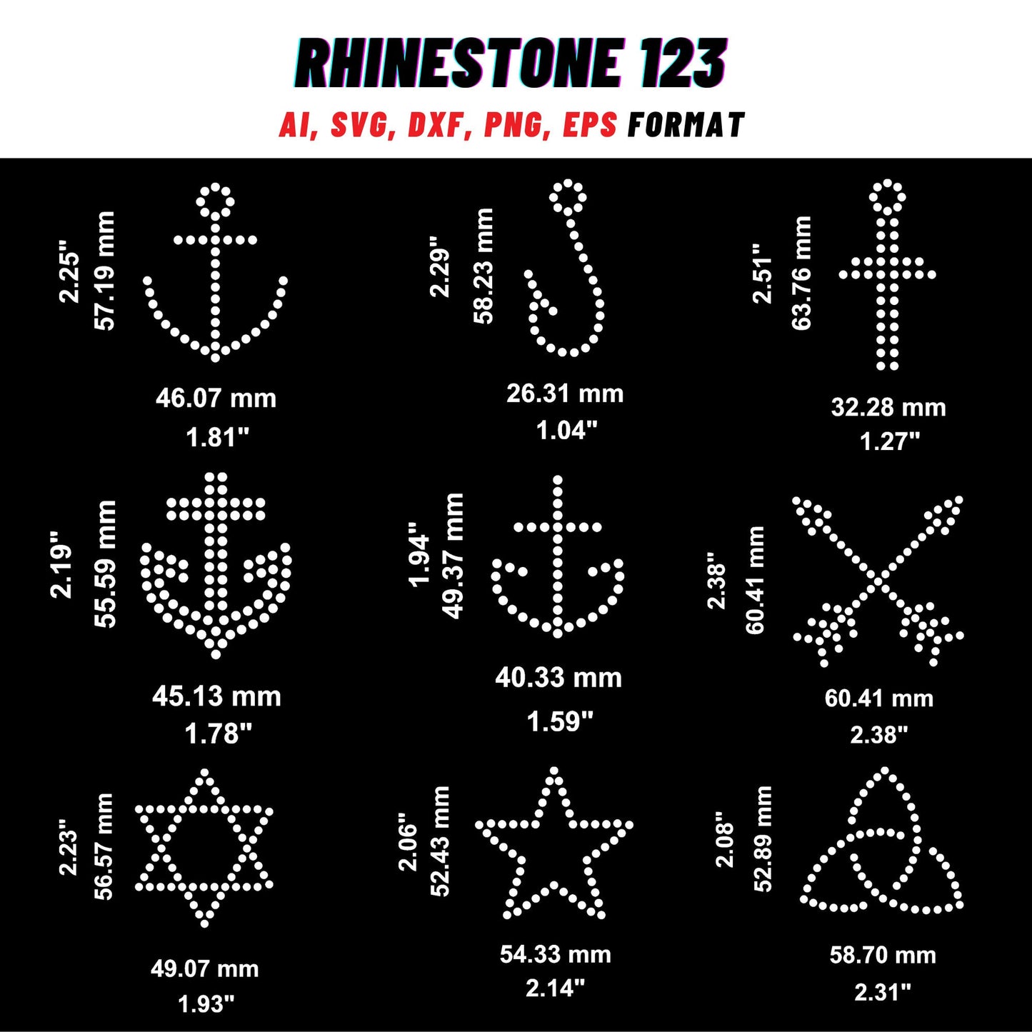 Hotfix SMALL DESIGN BUNDLE Of 27 Star svg Heart svg Christ Cross Rhinestone Template for Cricut rhinestone template bundle material 10ss
