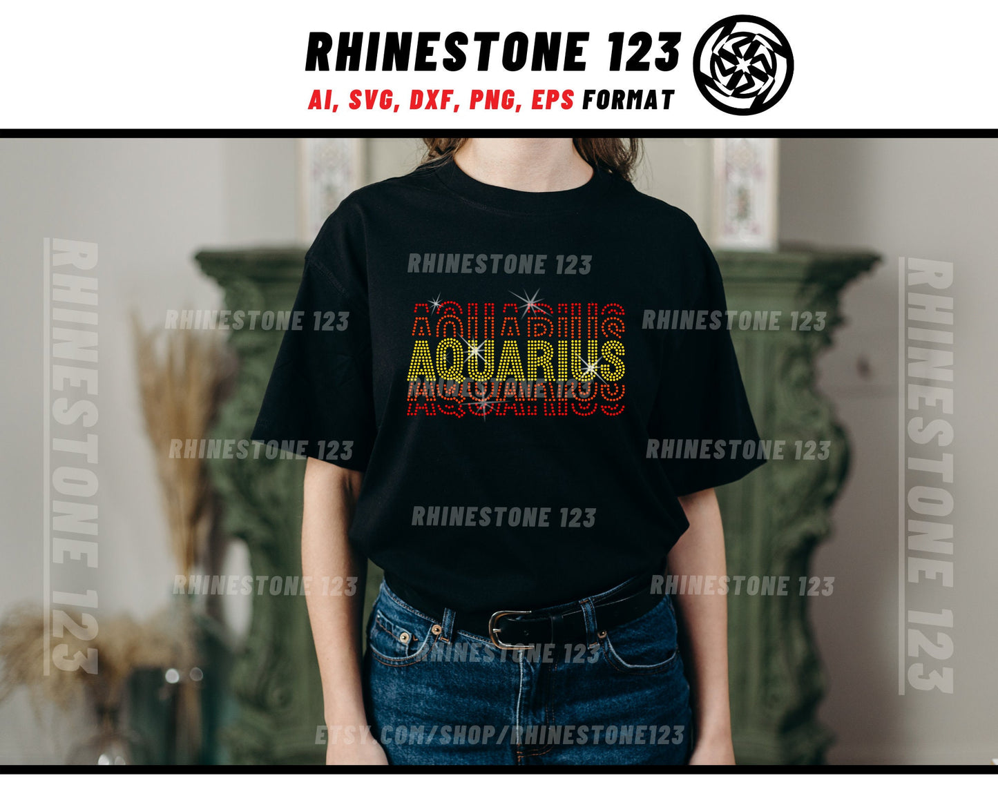 Tiled AQUARIUS RHINESTONE template, Zodiac Sign svg, Rhinestone Template for Tshirts, rhinestone template material ss10, rhinestone projects