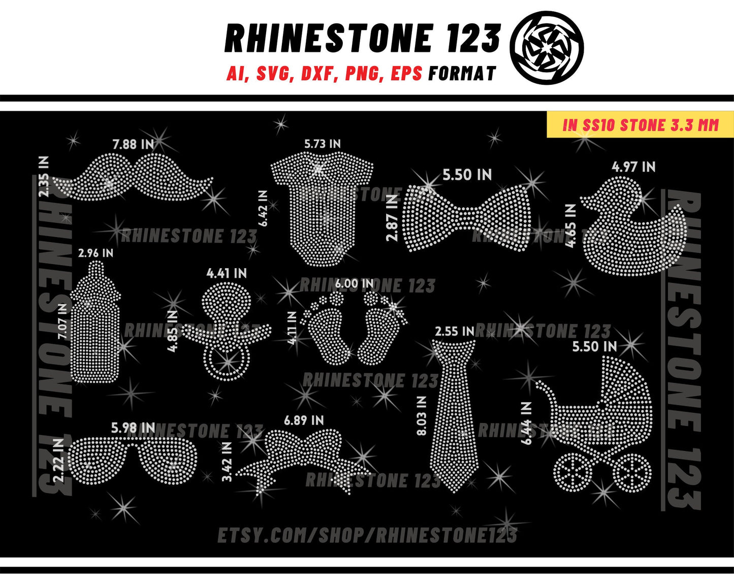 Baby rhinestone template, head bow rhinestone svg, sunglasses rhinestone svg, duck rhinestone svg, baby feet svg, rhinestone template bundle