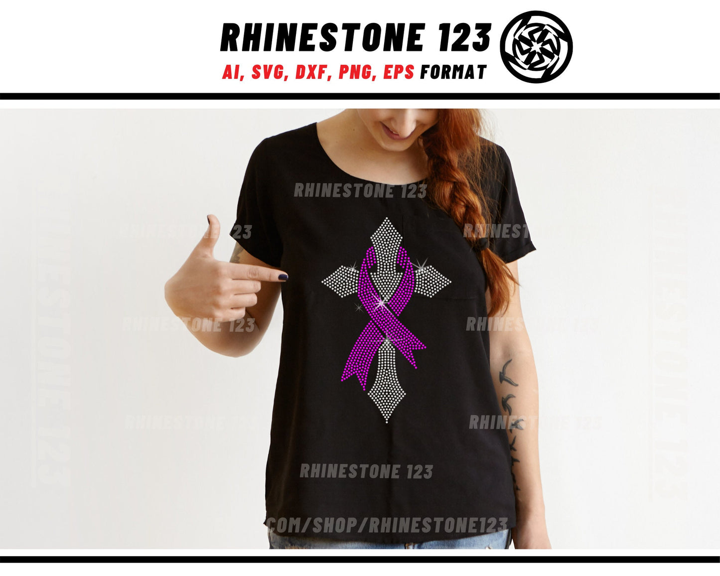 Cancer Christ Cross Rhinestone Template for Cricut rhinestone template material rhinestone SS10 Instant Download File svg eps png dxf ai cdr