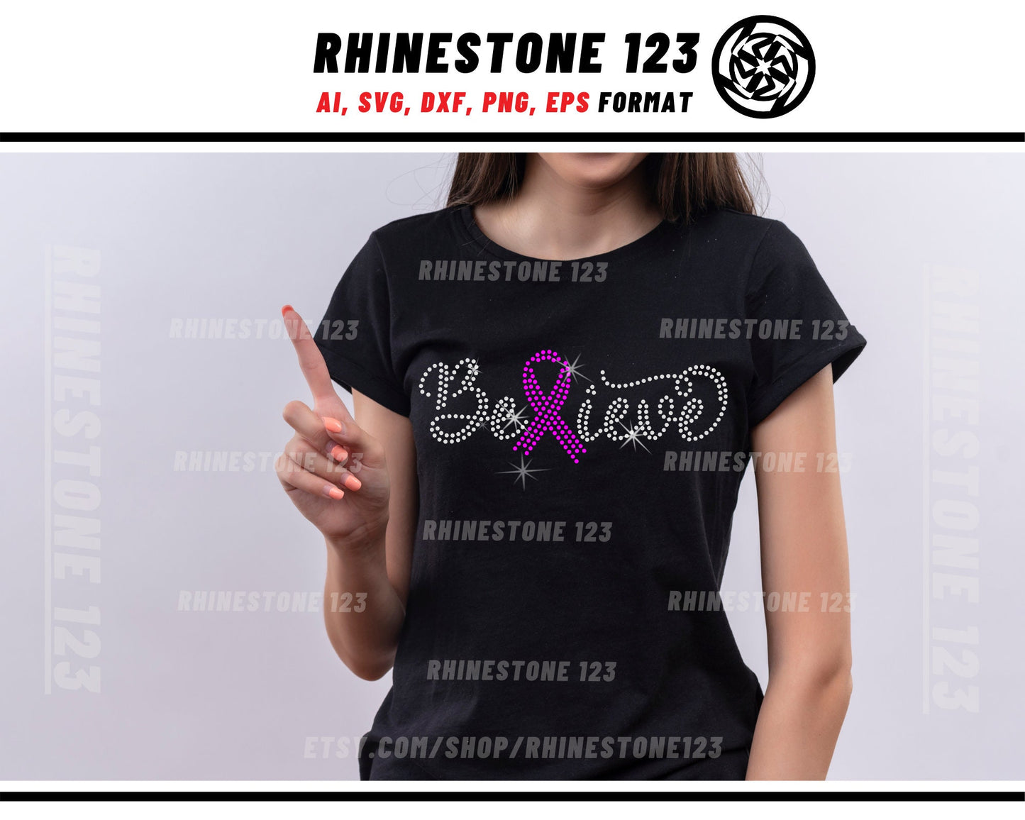 Cancer Believe Rhinestone Template for Cricut rhinestone template material rhinestone 10ss Instant Download File svg eps png dxf ai cdr