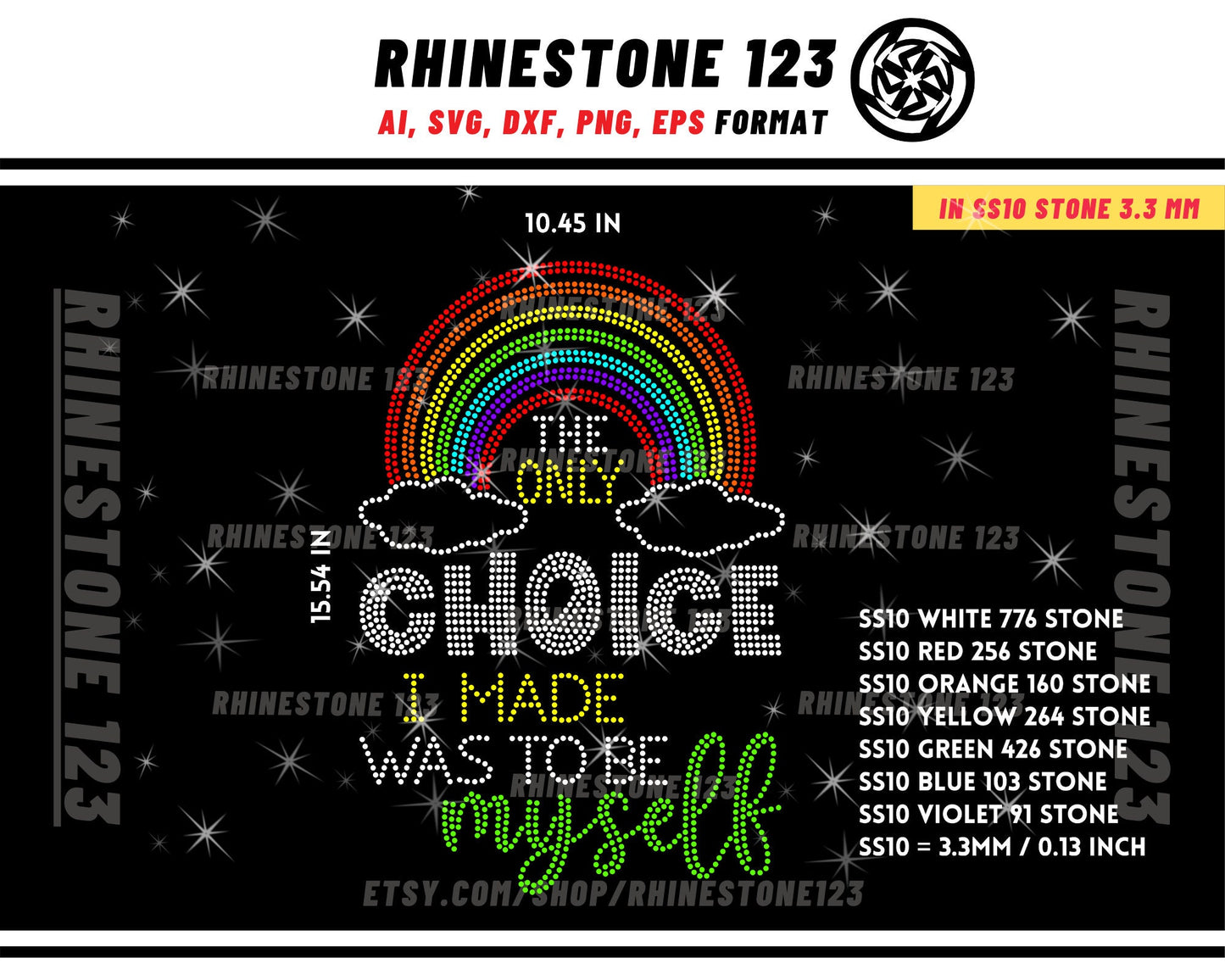 Gay Rainbow Choice Rhinestone Template for Cricut rhinestone template material rhinestone SS10 Instant Download File svg png cdr dxf eps