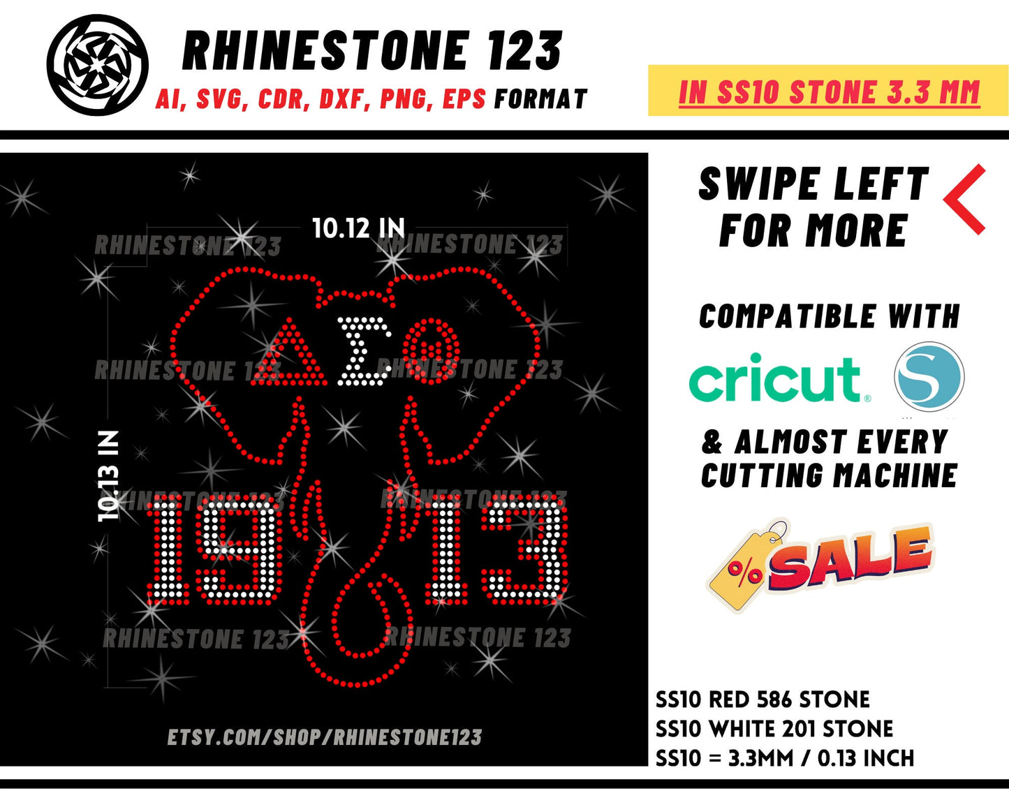 Simga Delta Theta 1913 Rhinestone Template for Cricut rhinestone template material rhinestone SS10 Instant Download File svg png ai Sorority