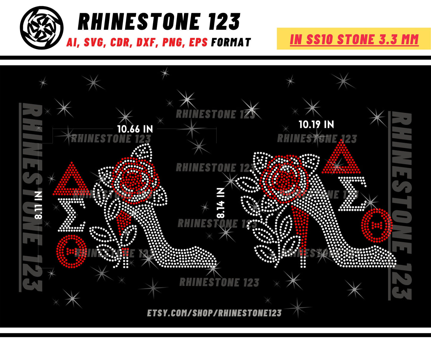 Simga Delta Theta Shoe Rhinestone Template for Cricut rhinestone template material rhinestone SS10 Instant Download File svg png ai Sorority