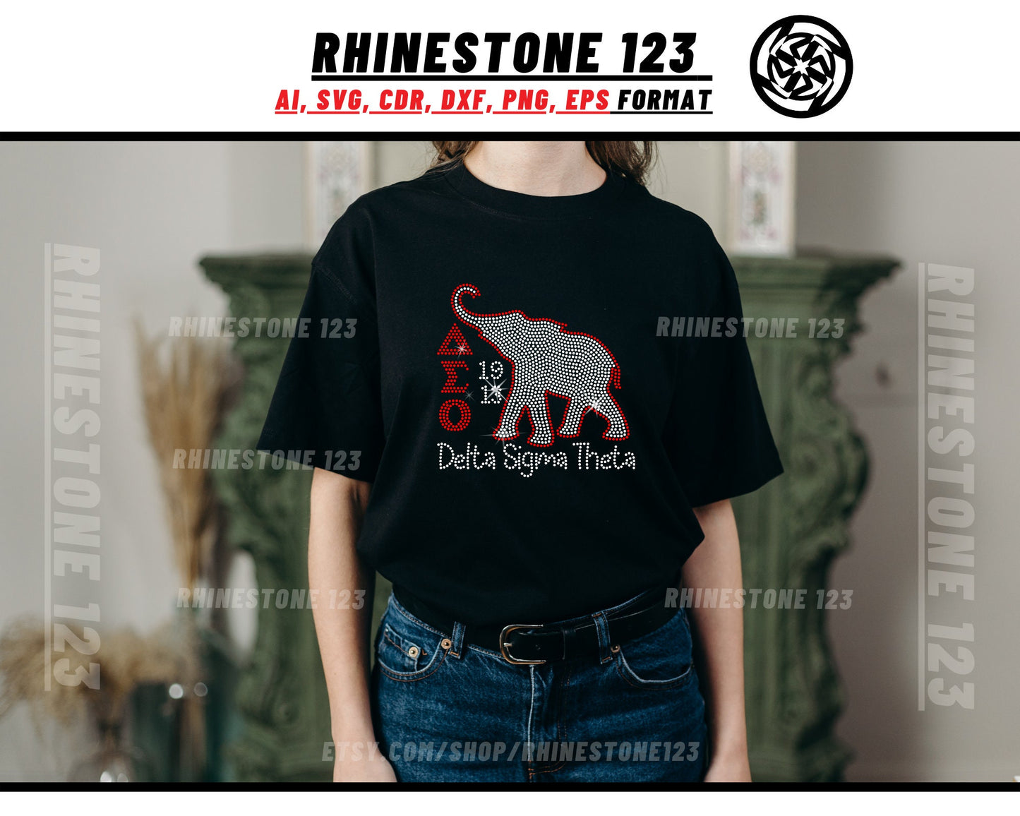 Delta Sigma Theta 1913 Rhinestone Template, cricut, silhouette, Rhinestone SVG, Rhinestone File for SS10, PNG, AI, cdr, dxf, eps, Sorority