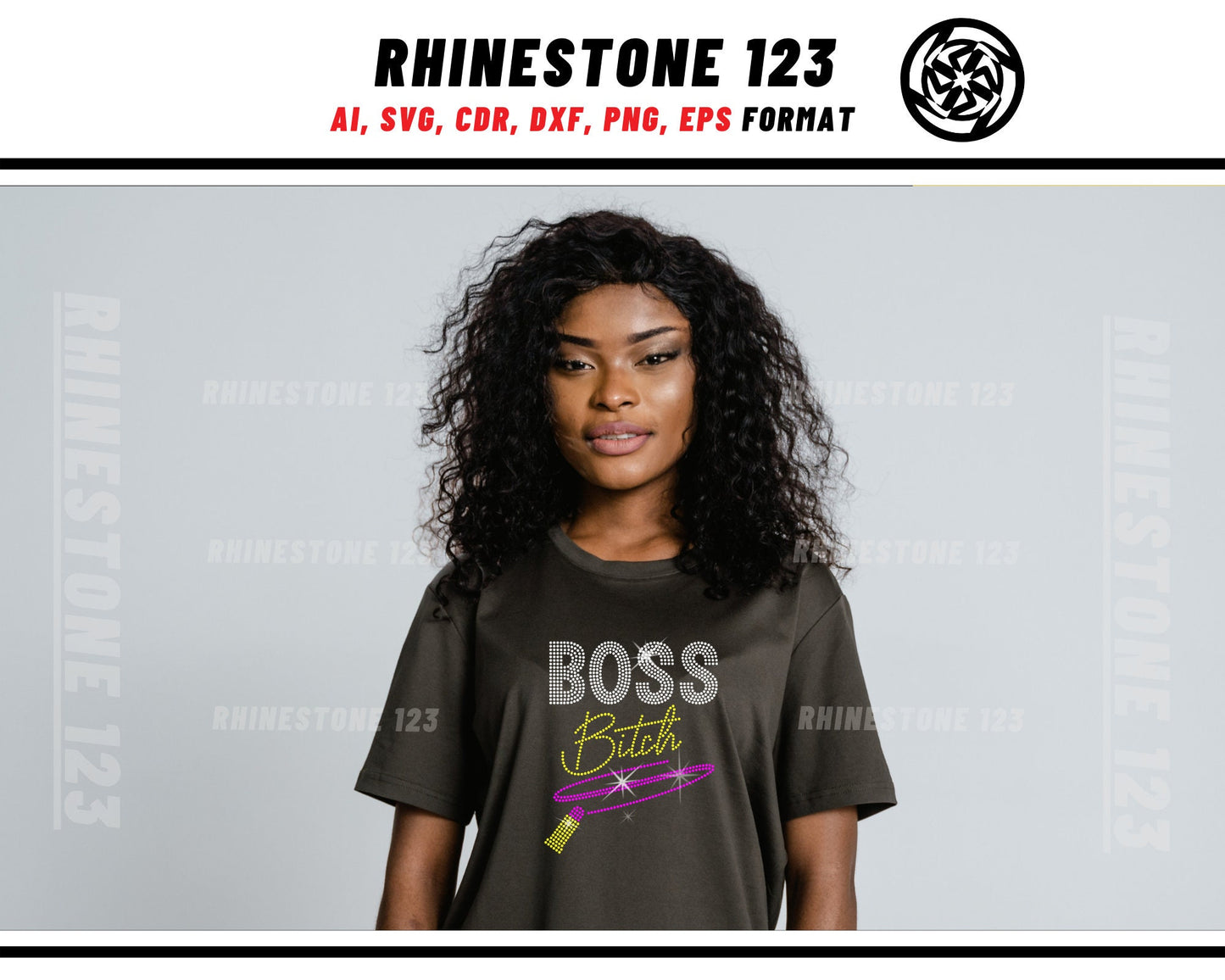 Boss Bitch Rhinestone Template, Rhinestone File for SS10, Rhinestone SVG, cricut, silhouette, PNG, AI, cdr, dxf, eps