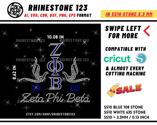 Zeta Phi Beta Dove Zob Rhinestone Template, cricut, silhouette, Rhinestone SVG, Rhinestone File for SS10, PNG, AI, cdr, dxf, eps