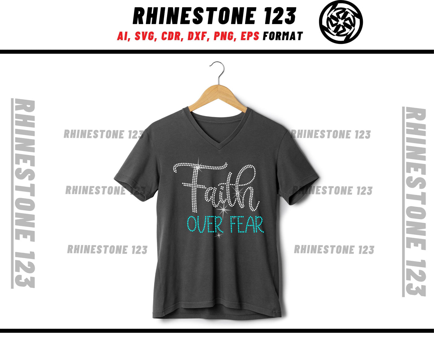 Faith Over Fear Rhinestone Template for Cricut rhinestone template material rhinestone SS10 Instant Download File svg eps png dxf ai cdr
