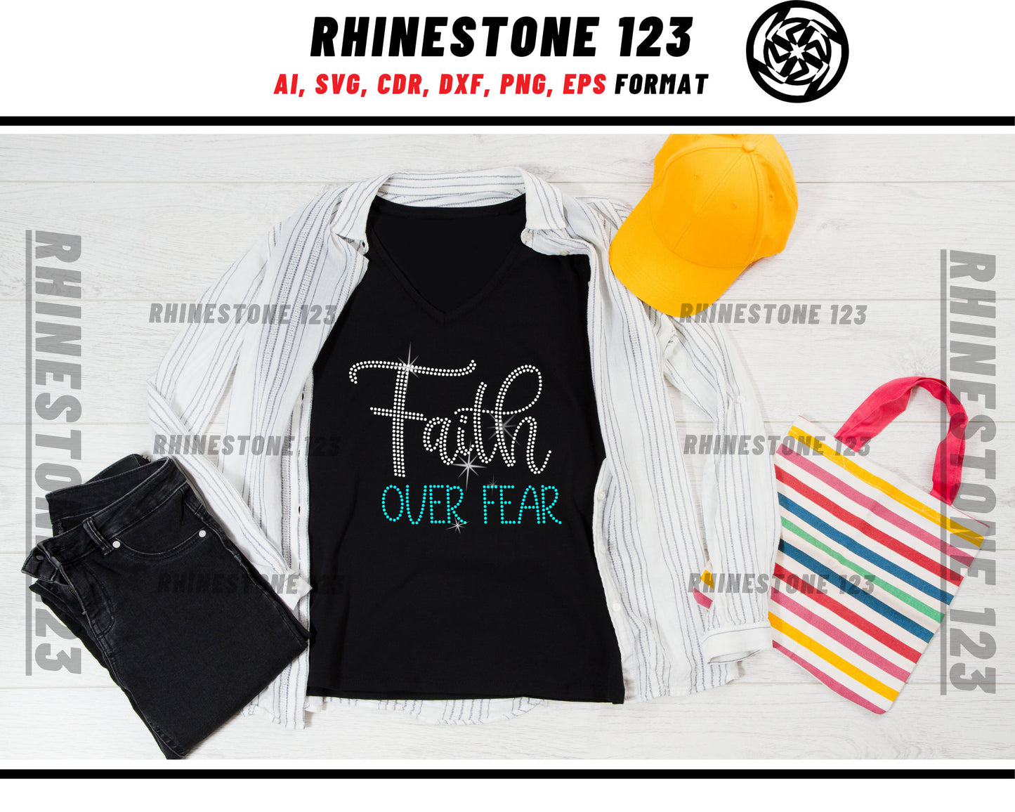Faith Over Fear Rhinestone Template for Cricut rhinestone template material rhinestone SS10 Instant Download File svg eps png dxf ai cdr