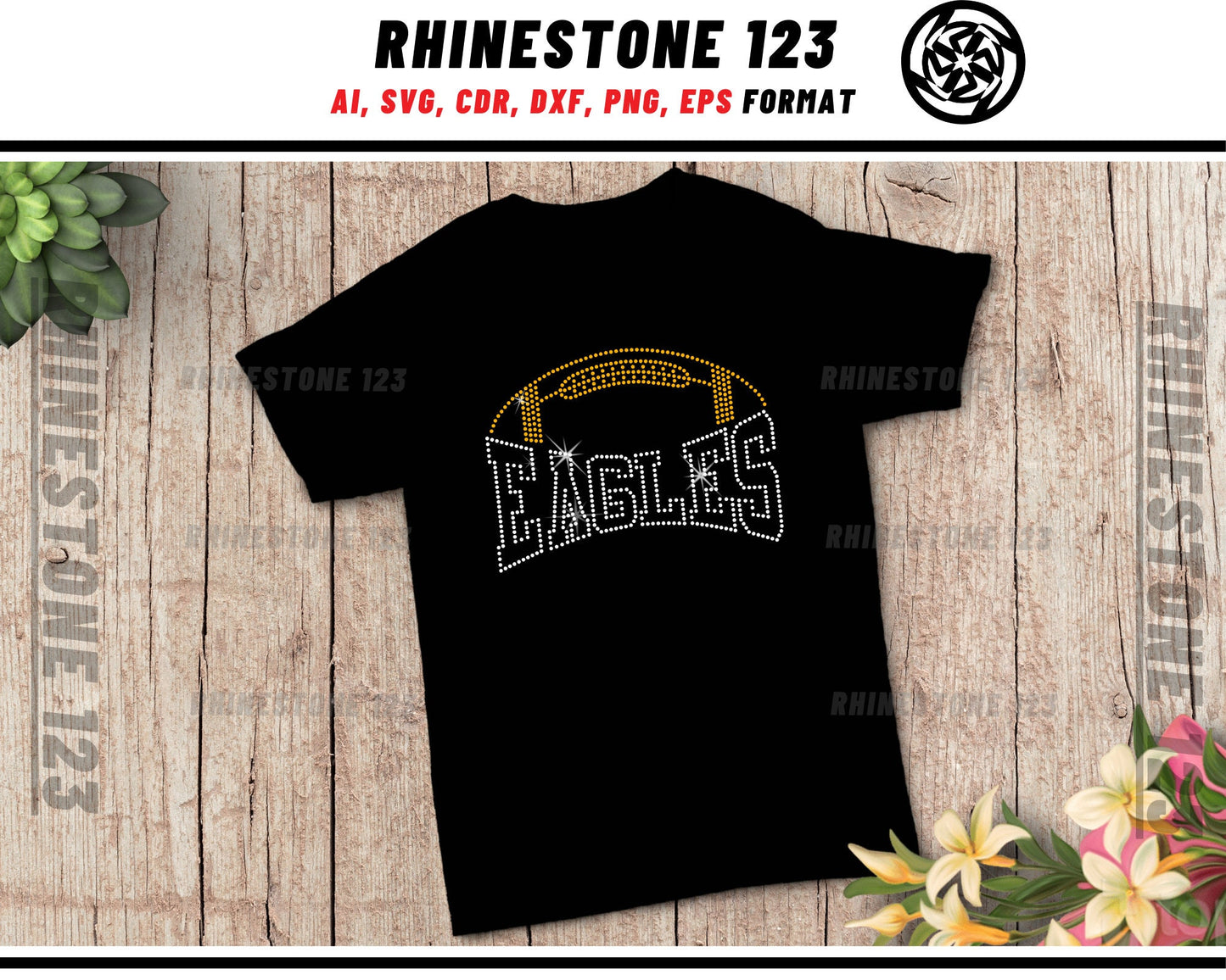 Eagles Football Rhinestone Template, cricut, silhouette, Rhinestone SVG, Rhinestone File for SS10, PNG, AI, cdr, dxf, eps