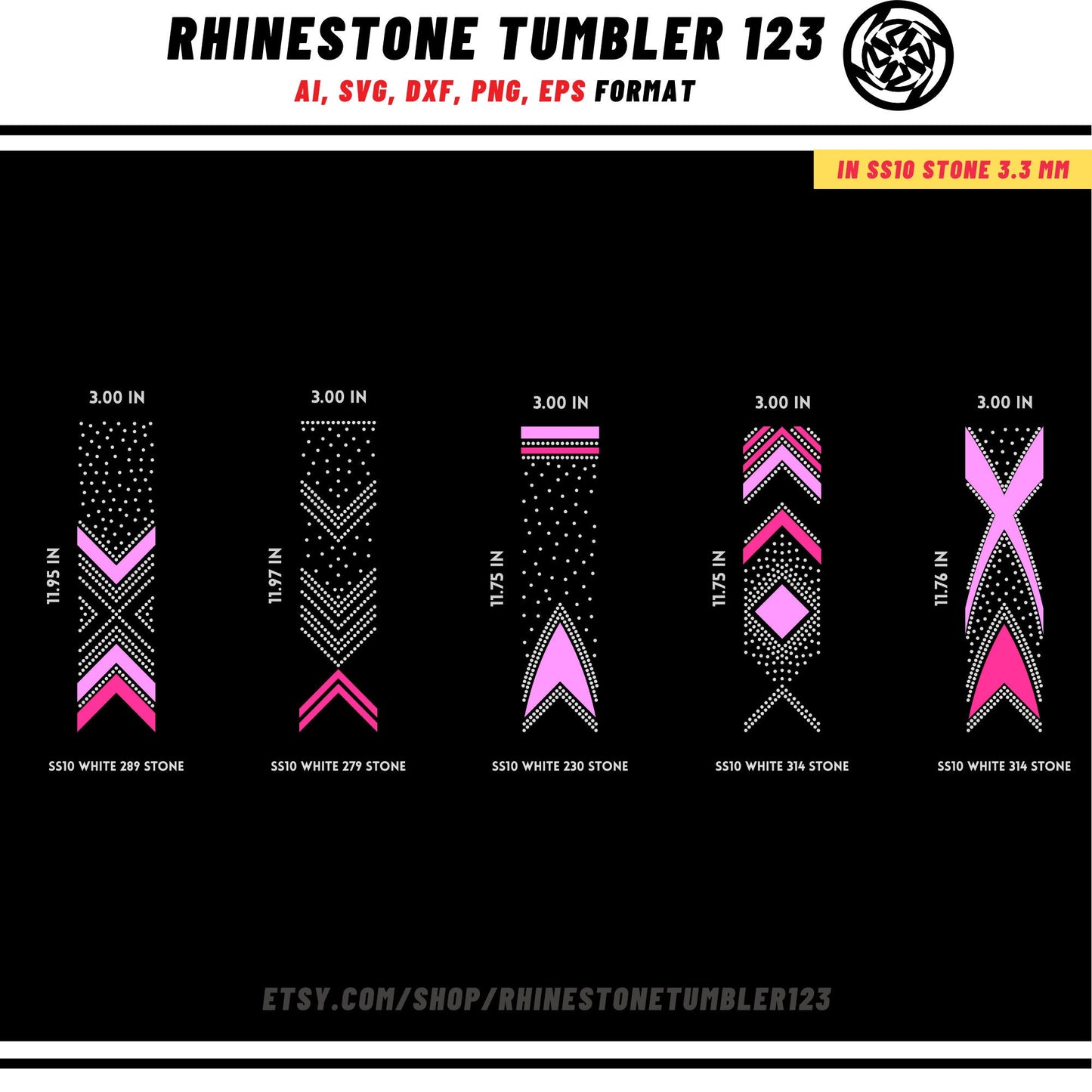 10 Cheer Bow Rhinestone Template with HTV, V tail, 3 inch rhinestone digital download for cricut, svg, eps, png, dxf, cdr, SS10 SET40702-6