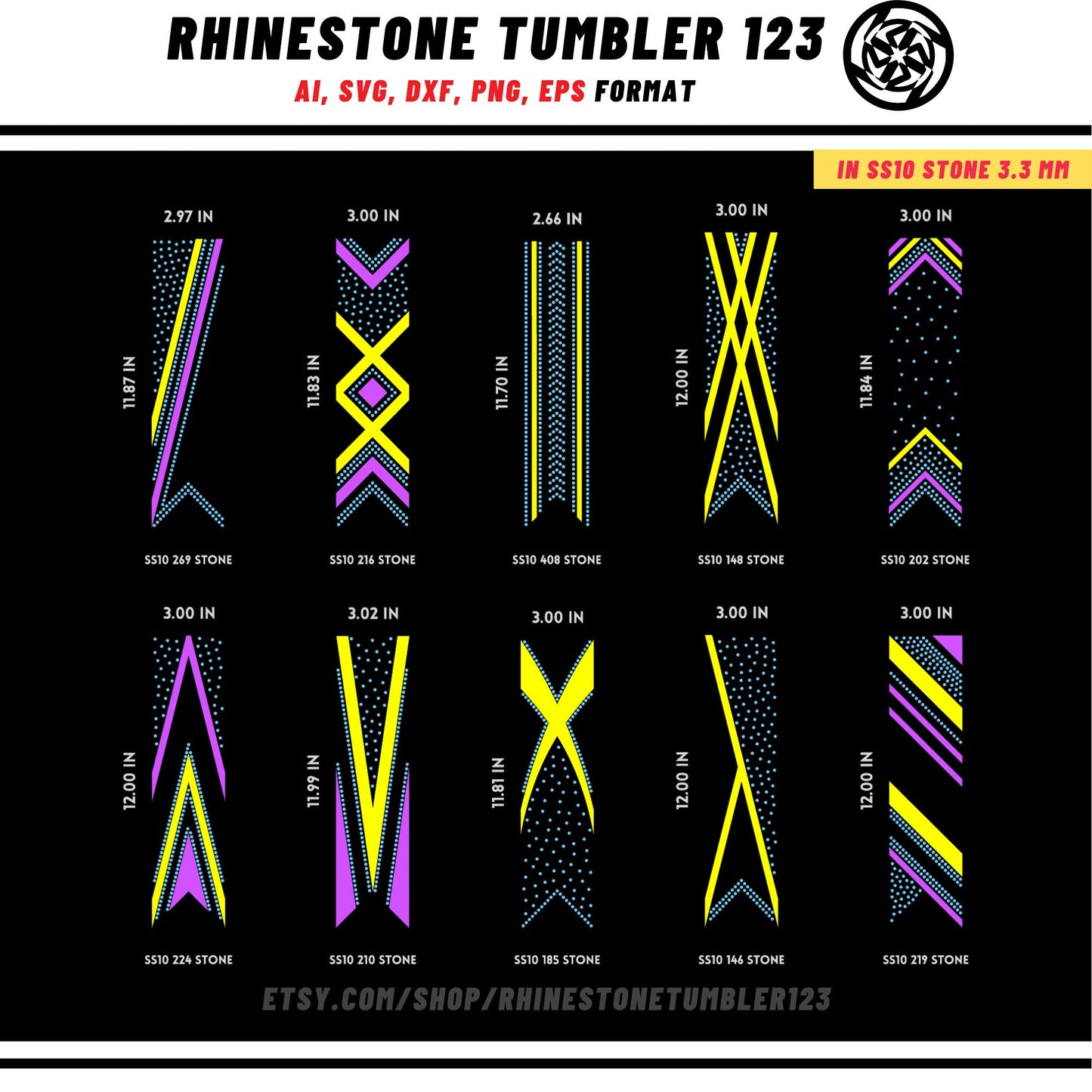 10 Cheer Bow Rhinestone Template with HTV, V tail, 3 inch rhinestone digital download for cricut, svg, eps, png, dxf, cdr, SS10 SET0905-4
