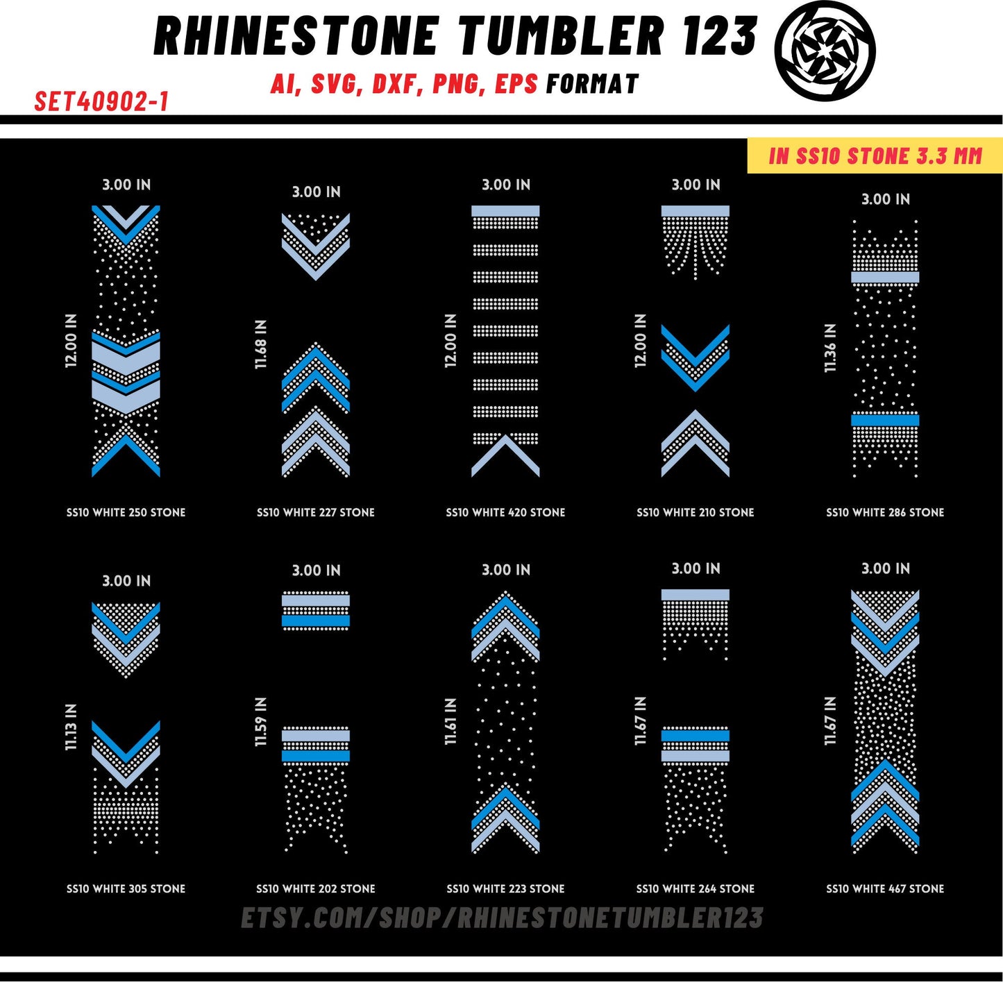 10 Cheer Bow Rhinestone Template with HTV, V tail, 3 inch rhinestone digital download for cricut, svg, eps, png, dxf, cdr, SS10 SET40902-1