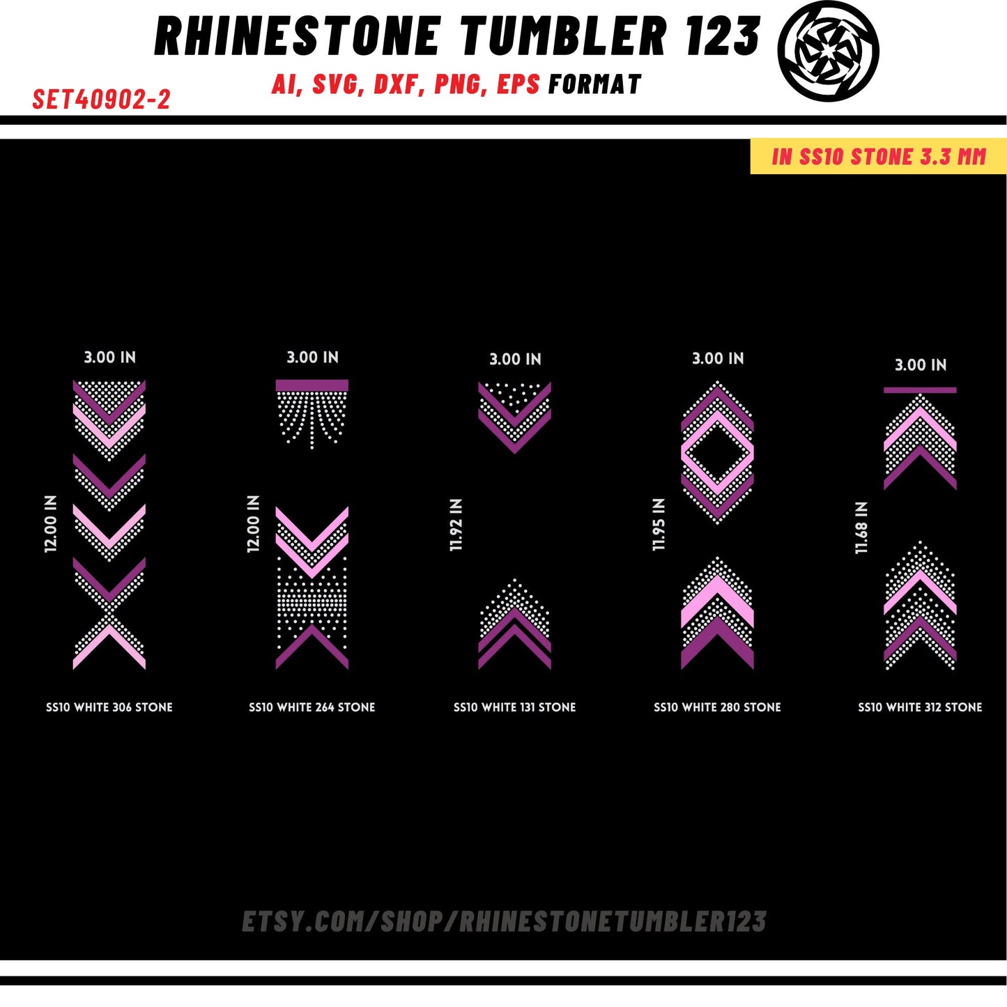 10 Cheer Bow Rhinestone Template with HTV, V tail, 3 inch rhinestone digital download for cricut, svg, eps, png, dxf, cdr, SS10 SET40902-2