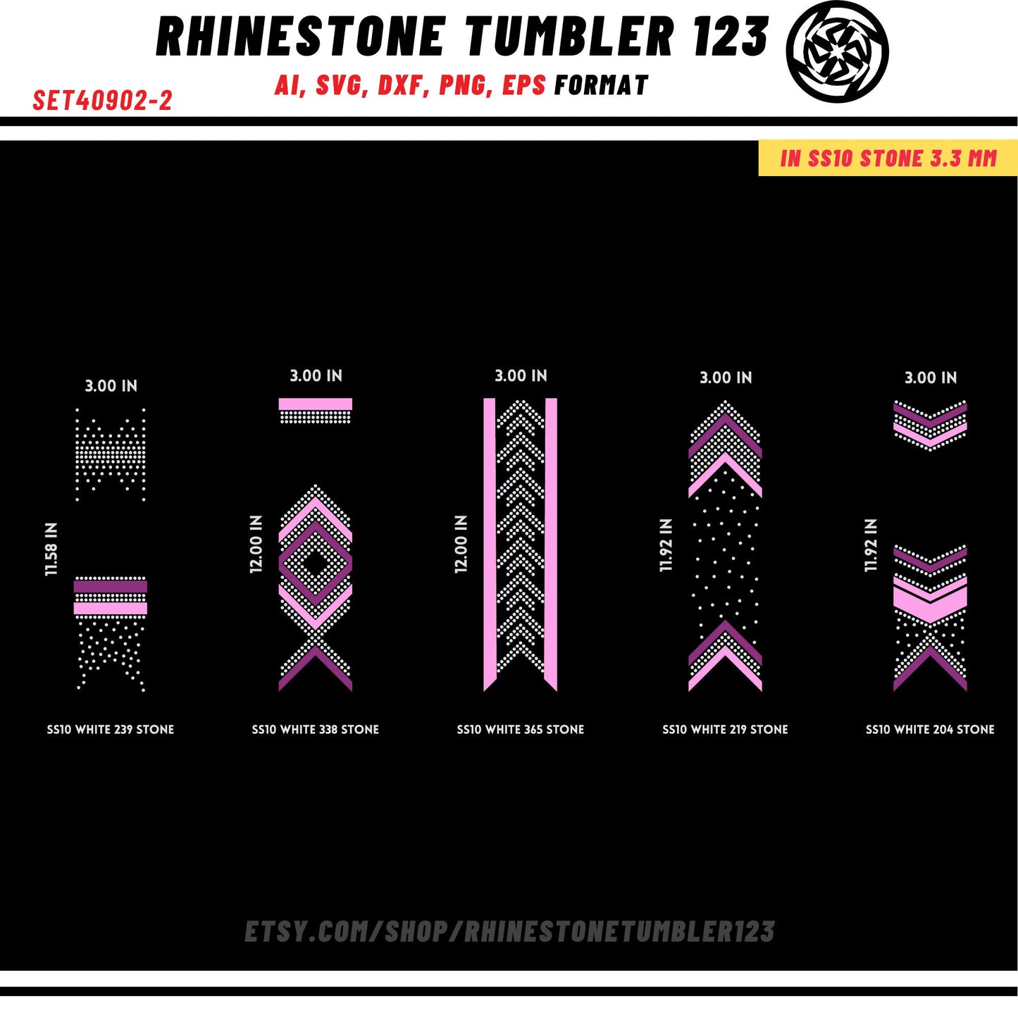 10 Cheer Bow Rhinestone Template with HTV, V tail, 3 inch rhinestone digital download for cricut, svg, eps, png, dxf, cdr, SS10 SET40902-2