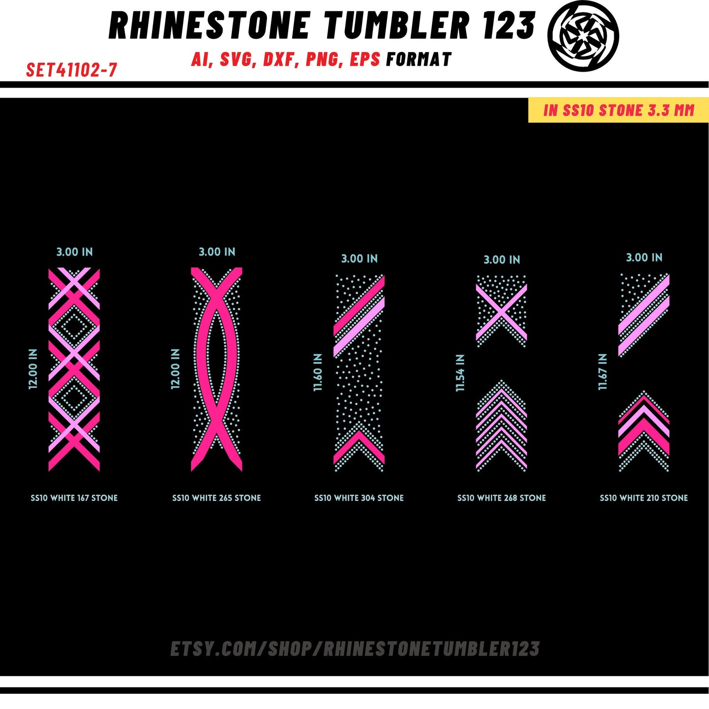 10 Cheer Bow Rhinestone Template with HTV, V tail, 3 inch rhinestone digital download for cricut, svg, eps, png, dxf, cdr, SS10 SET41102-7