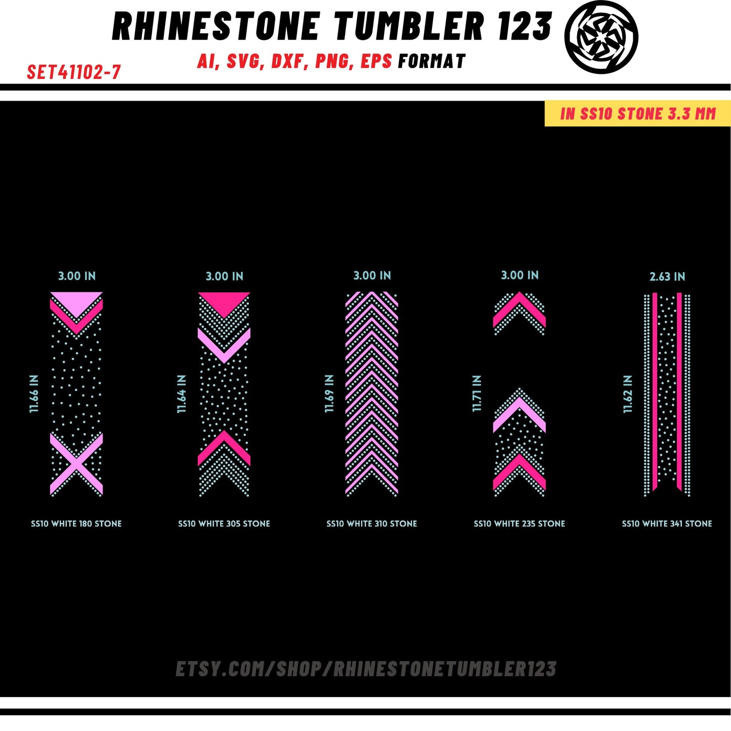 10 Cheer Bow Rhinestone Template with HTV, V tail, 3 inch rhinestone digital download for cricut, svg, eps, png, dxf, cdr, SS10 SET41102-7