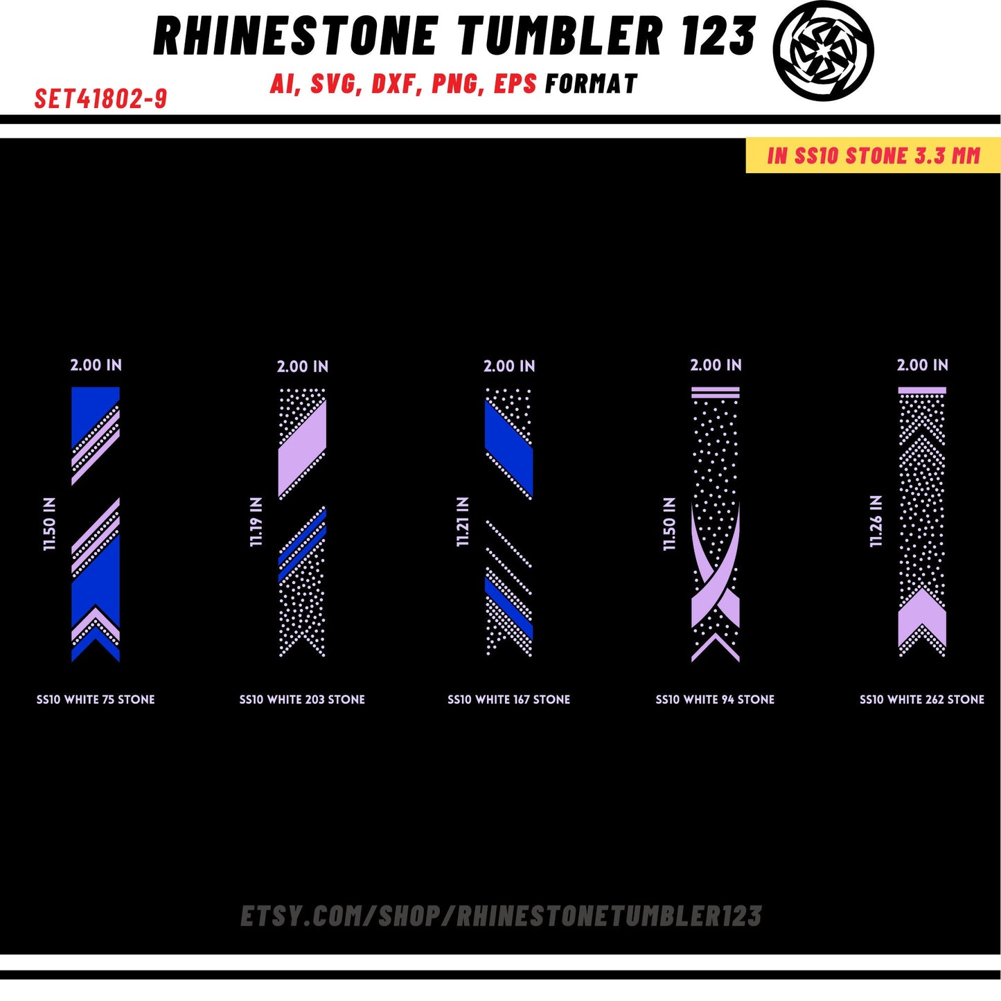 10 Cheer Bow Rhinestone Template with HTV, V tail, 2 inch rhinestone digital download for cricut, svg, eps, png, dxf, cdr, SS10 SET41802-9