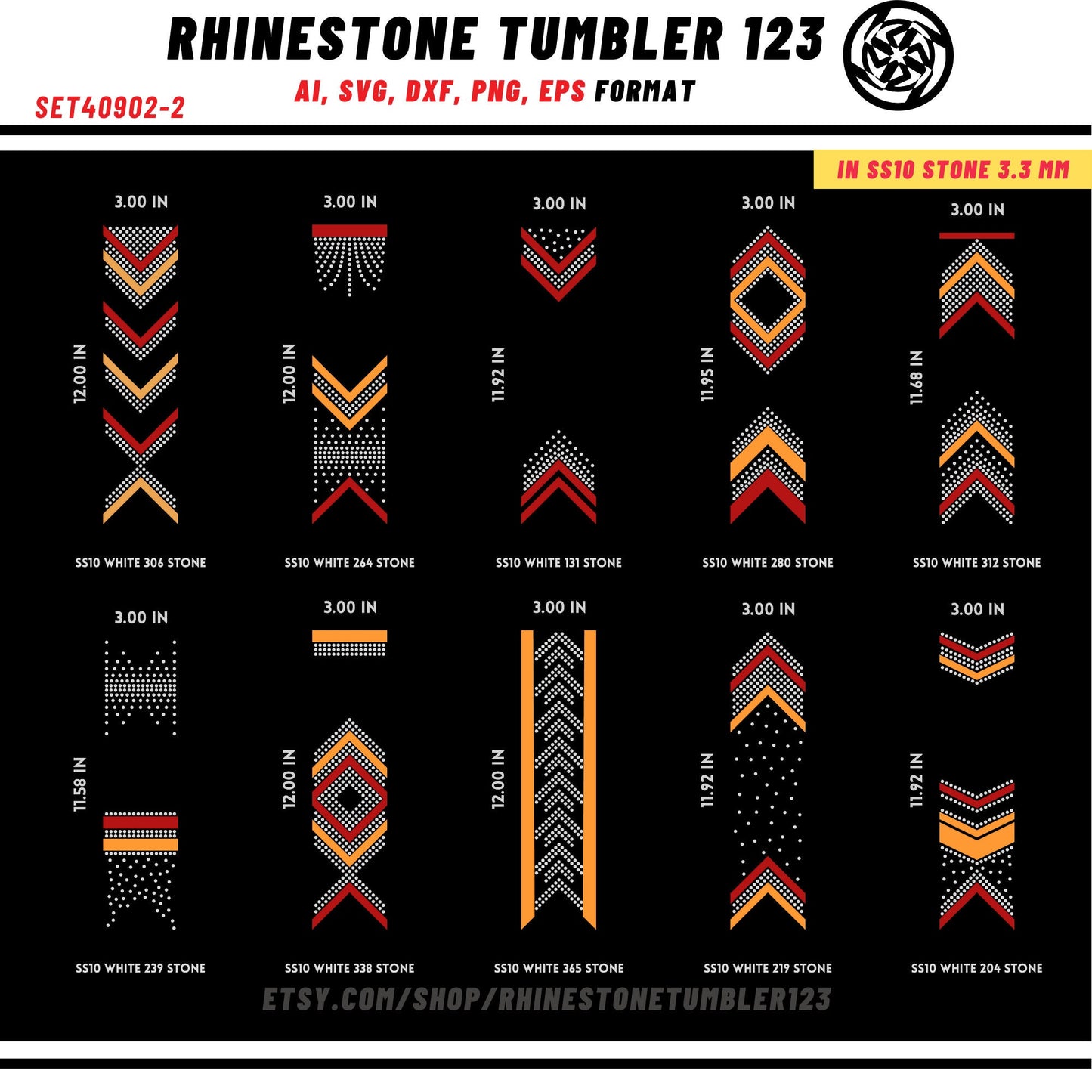 10 Cheer Bow Rhinestone Template with HTV, V tail, 3 inch rhinestone digital download for cricut, svg, eps, png, dxf, cdr, SS10 SET40902-2