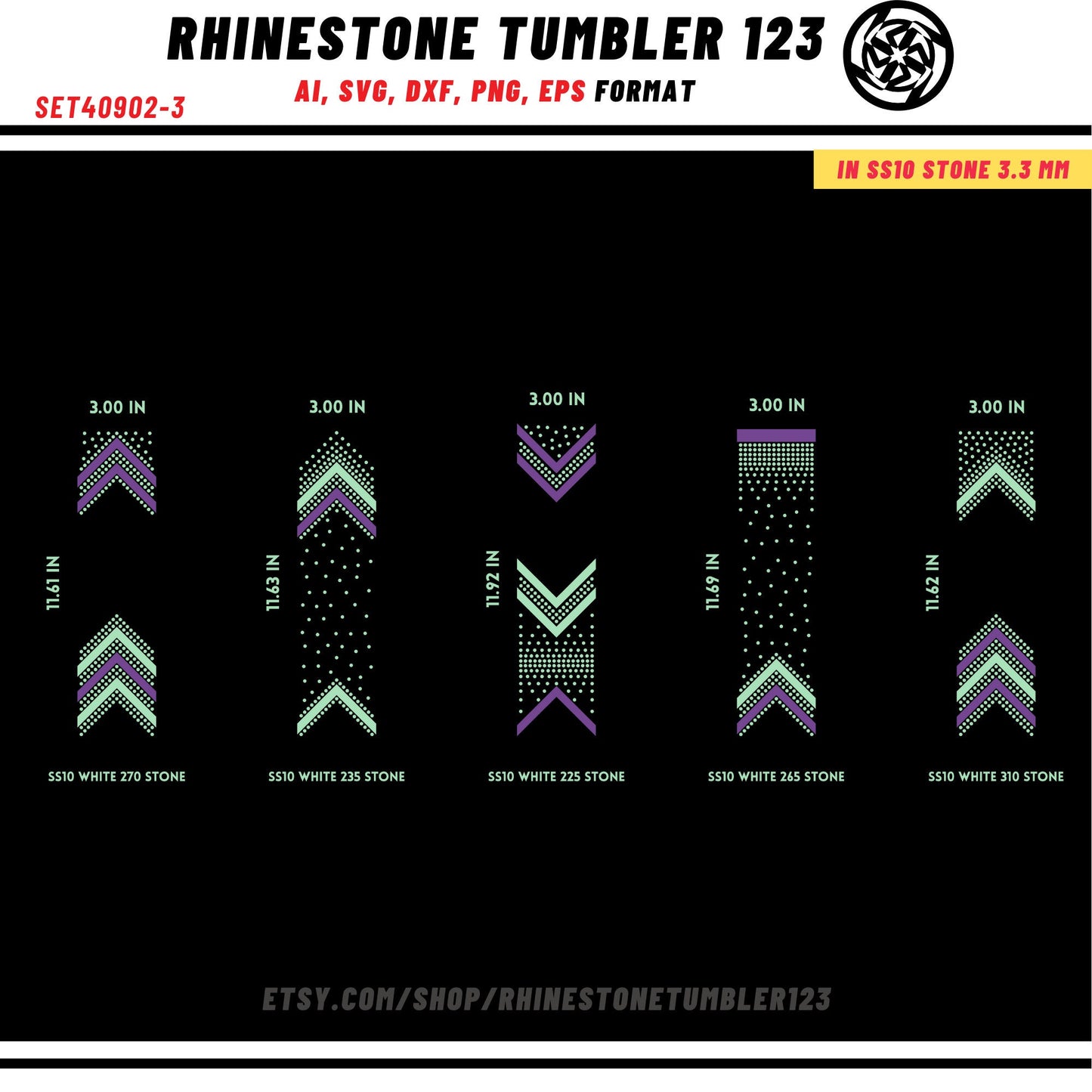 10 Cheer Bow Rhinestone Template with HTV, V tail, 3 inch rhinestone digital download for cricut, svg, eps, png, dxf, cdr, SS10 SET40902-3