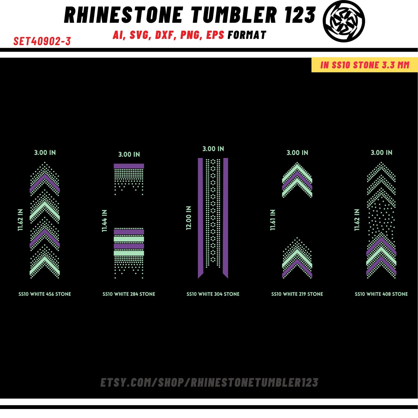 10 Cheer Bow Rhinestone Template with HTV, V tail, 3 inch rhinestone digital download for cricut, svg, eps, png, dxf, cdr, SS10 SET40902-3