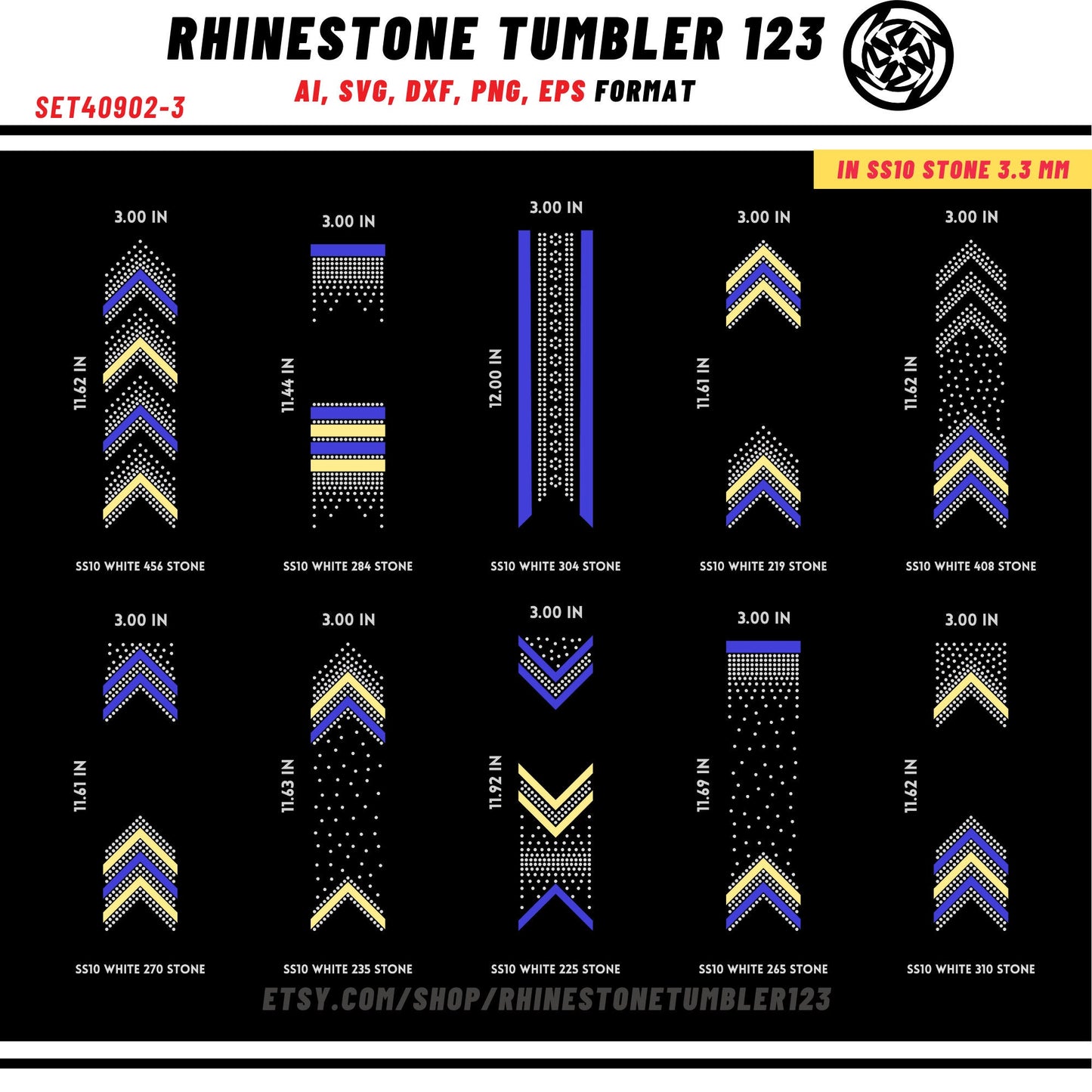 10 Cheer Bow Rhinestone Template with HTV, V tail, 3 inch rhinestone digital download for cricut, svg, eps, png, dxf, cdr, SS10 SET40902-3