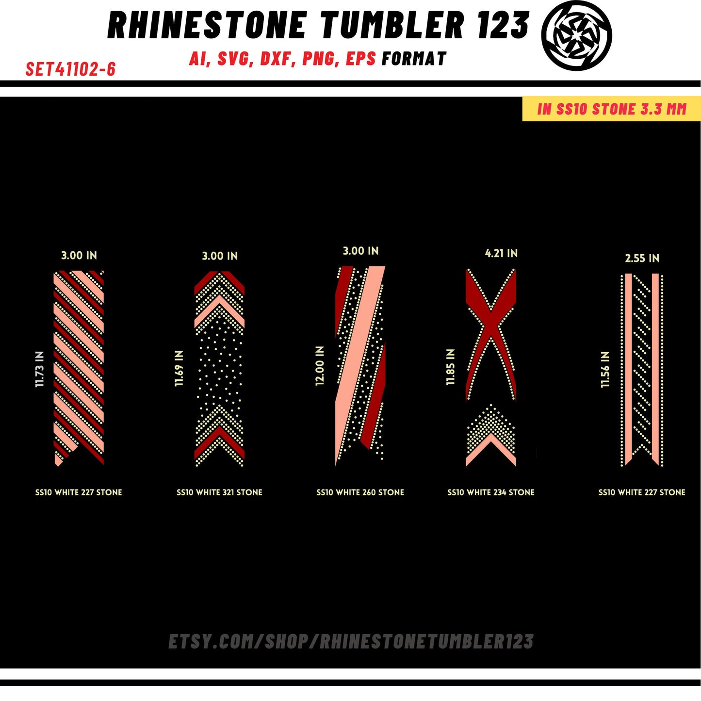10 Cheer Bow Rhinestone Template with HTV, V tail, 3 inch rhinestone digital download for cricut, svg, eps, png, dxf, cdr, SS10 SET41102-6