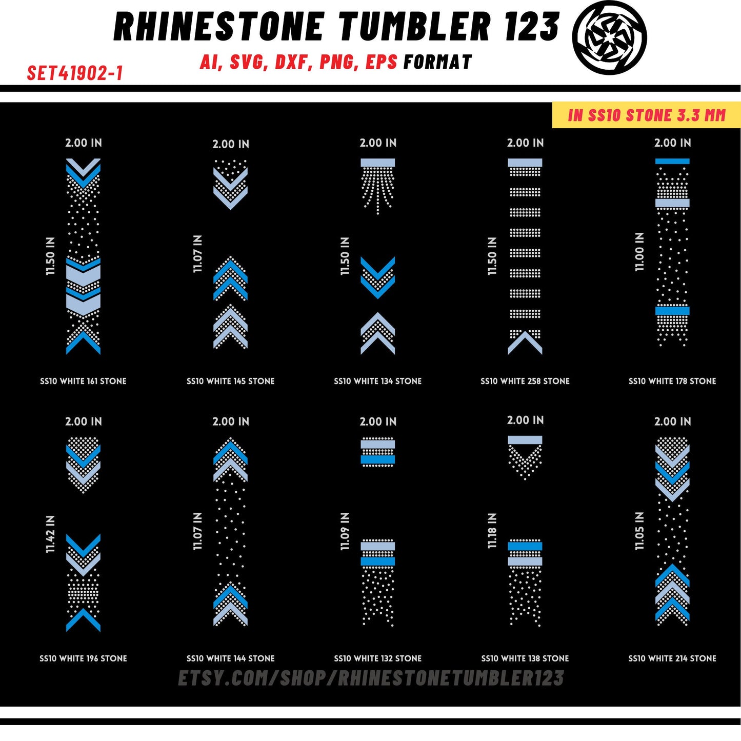 10 Cheer Bow Rhinestone Template with HTV, V tail, 2 inch rhinestone digital download for cricut, svg, eps, png, dxf, cdr, SS10 SET41902-1