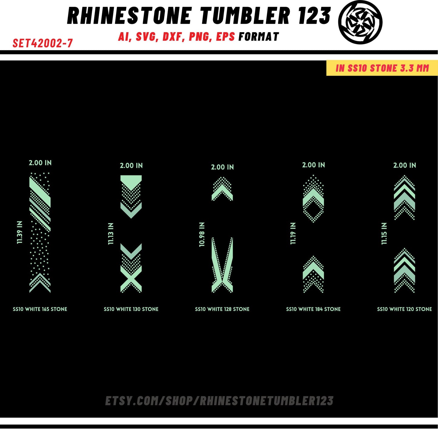 10 Cheer Bow Rhinestone Template with HTV, V tail, 2 inch rhinestone digital download for cricut, svg, eps, png, dxf, cdr, SS10 SET42002-7