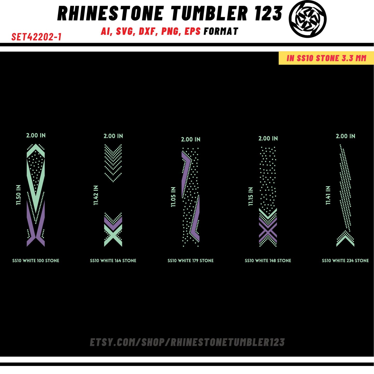 10 Cheer Bow Rhinestone Template with HTV, V tail, 2 inch rhinestone digital download for cricut, svg, eps, png, dxf, cdr, SS10 SET42202-1