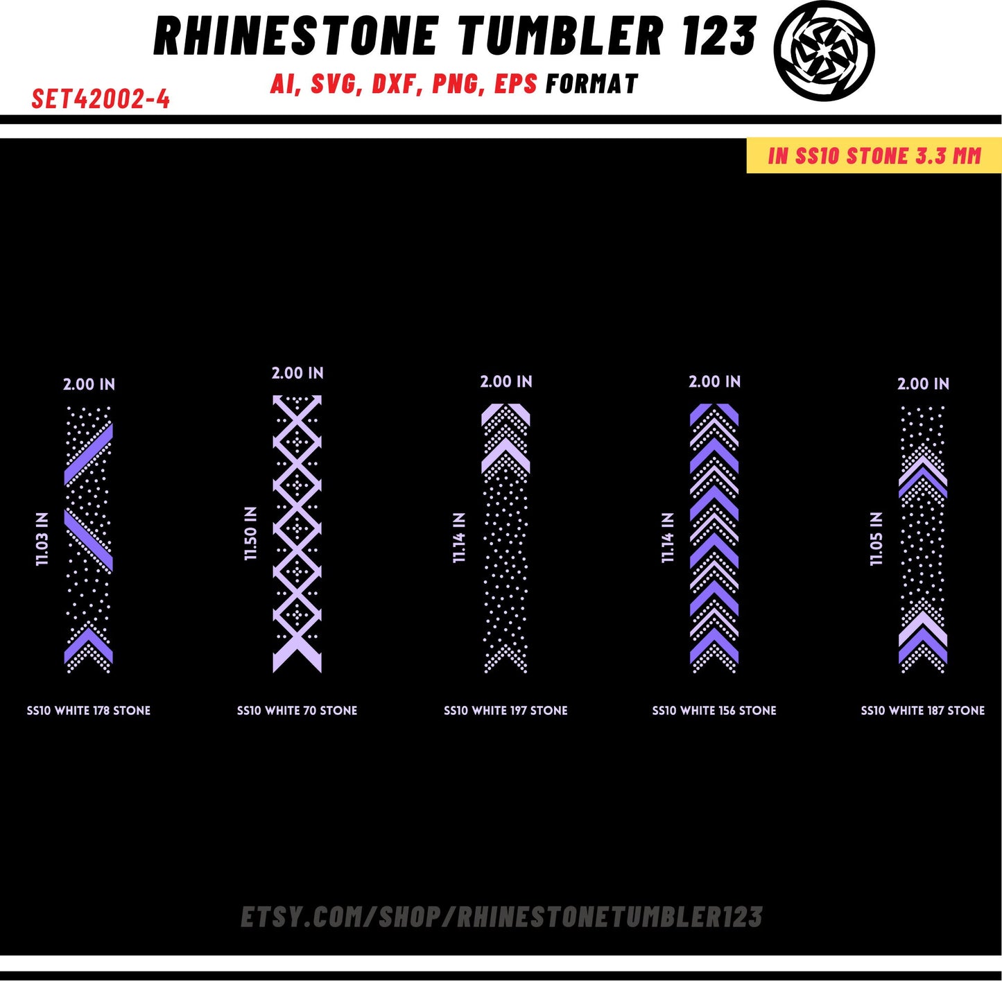 10 Cheer Bow Rhinestone Template with HTV, V tail, 2 inch rhinestone digital download for cricut, svg, eps, png, dxf, cdr, SS10 SET42002-4