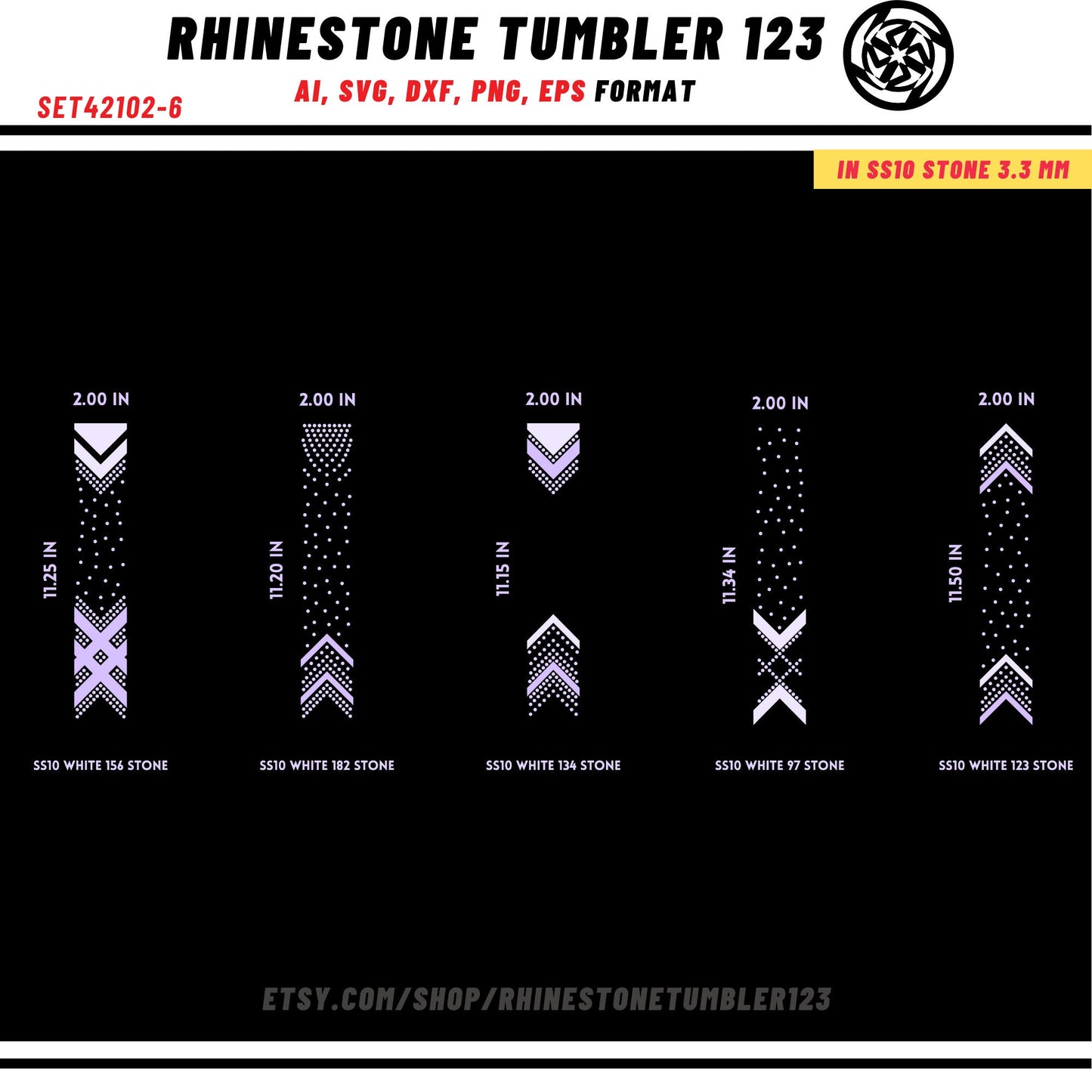 10 Cheer Bow Rhinestone Template with HTV, V tail, 2 inch rhinestone digital download for cricut, svg, eps, png, dxf, cdr, SS10 SET42102-6