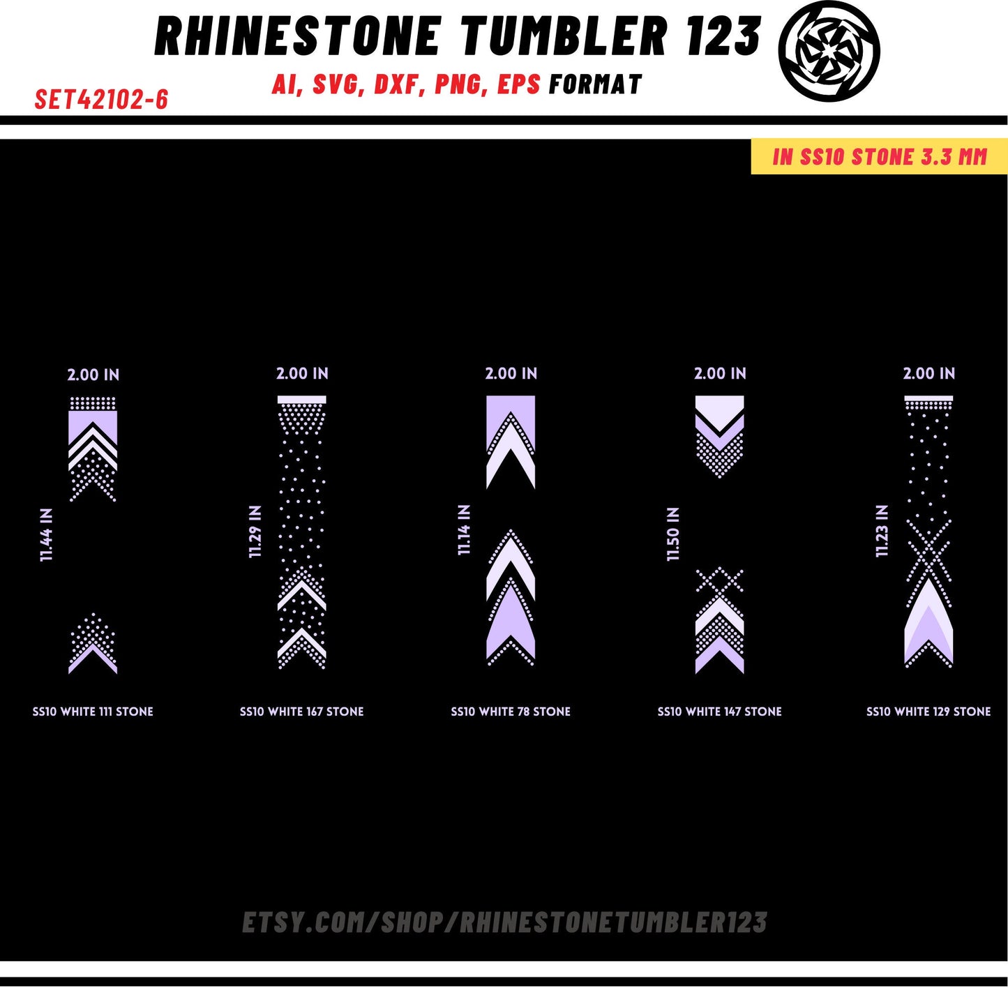 10 Cheer Bow Rhinestone Template with HTV, V tail, 2 inch rhinestone digital download for cricut, svg, eps, png, dxf, cdr, SS10 SET42102-6