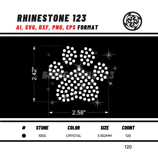 Doggo Paw rhinestone template | digital instant download file svg eps png ai dxf cut file, Dot Art print | DIY craft supply