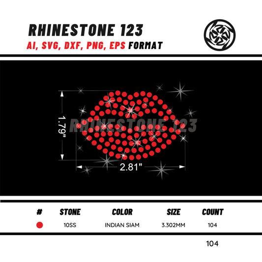 Kissing Lips design rhinestone template | digital instant download file svg eps png, cut file, Dot Art print | DIY craft supply