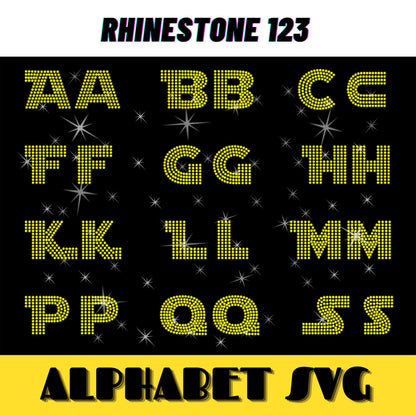 STAR Rhinestone font Elegant rhinestone alphabet letters svg Rhinestone Template for Cricut rhinestone template material rhinestone 10ss