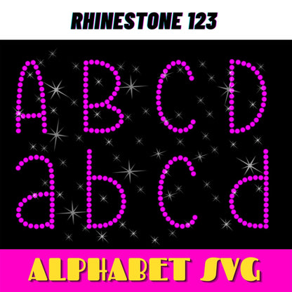 Simple rhinestone alphabet letters in SS08 SS10 SS16 with Upper case lower case and numbers svg Rhinestone Template for Cricut rhinestone