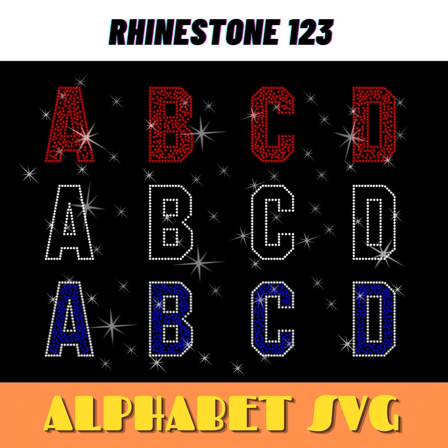 MEDIUM Color College SPORT letters Alphabet and Digits Digital Download Rhinestone Template for Cricut eps, dxf, png, svg rhinestone SS10