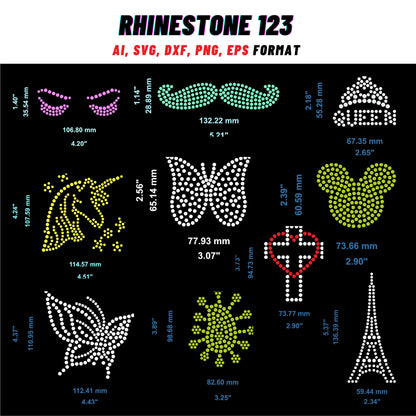 SMALLDESIGN BUNDLE 10 IN 1 Queen svg Unicorn Svg Butterfly Rhinestone Template for Cricut rhinestone template material rhinestone 10ss