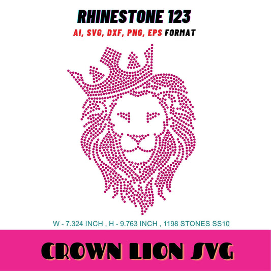 MEDIUM Size LION with Crown svg Rhinestone Template for Cricut rhinestone template material rhinestone 10ss Instant Download File