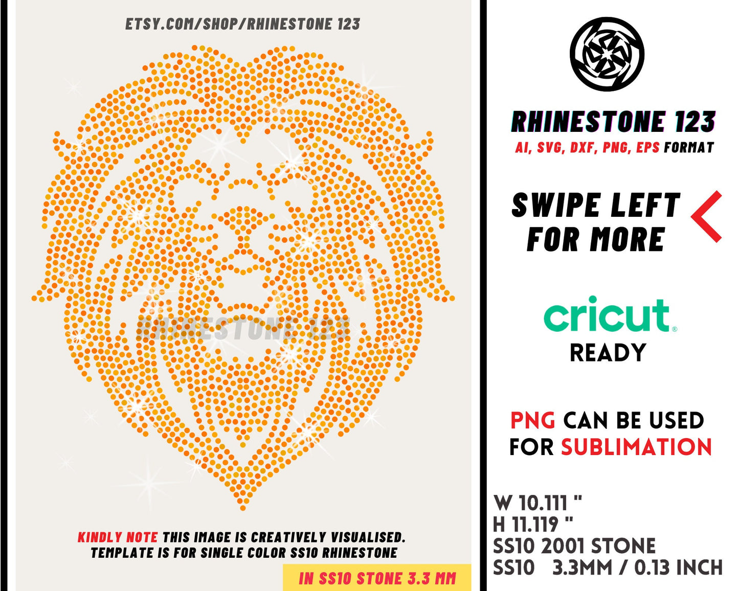 Lion Rhinestone Template for Cricut rhinestone template material rhinestone 10ss Instant Download File