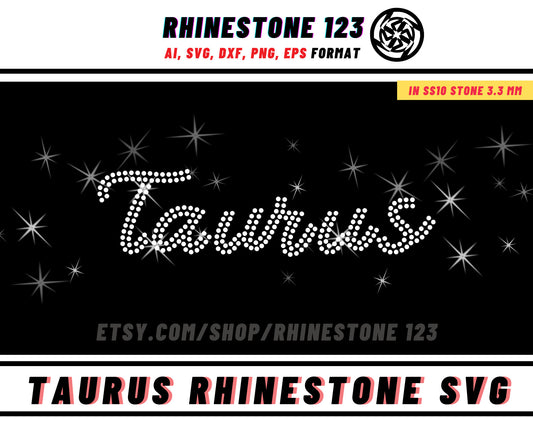 Writing TAURUS SVG, Zodiac Sign svg, Rhinestone Template for Tshirts, rhinestone template material rhinestone ss10, rhinestone projects