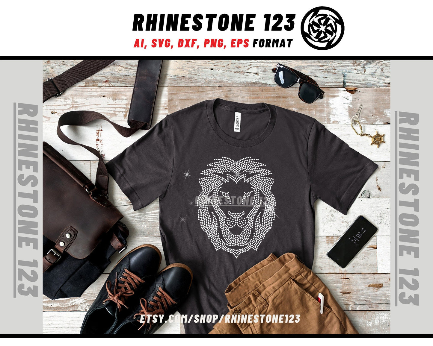 Lion Rhinestone Template for Cricut rhinestone template material rhinestone 10ss Instant Download File ai svg png eps dxf cdr