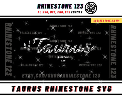 Writing TAURUS SVG, Zodiac Sign svg, Rhinestone Template for Tshirts, rhinestone template material rhinestone ss10, rhinestone projects