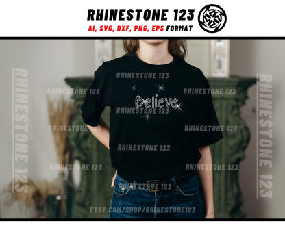 4 in 1 Purposeful Rhinestone Words Bundle, Believe SVG, PNG Achieve rhinestone template material rhinestone template for t shirts 10ss