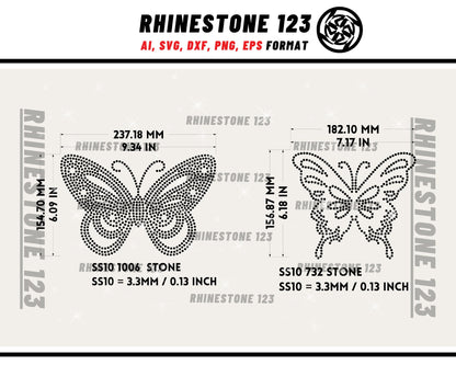 GROUP 3] 5 BUTTERFLIES RHINESTONE template Bundle Rhinestone Template for Cricut rhinestone template material rhinestone 10ss Download