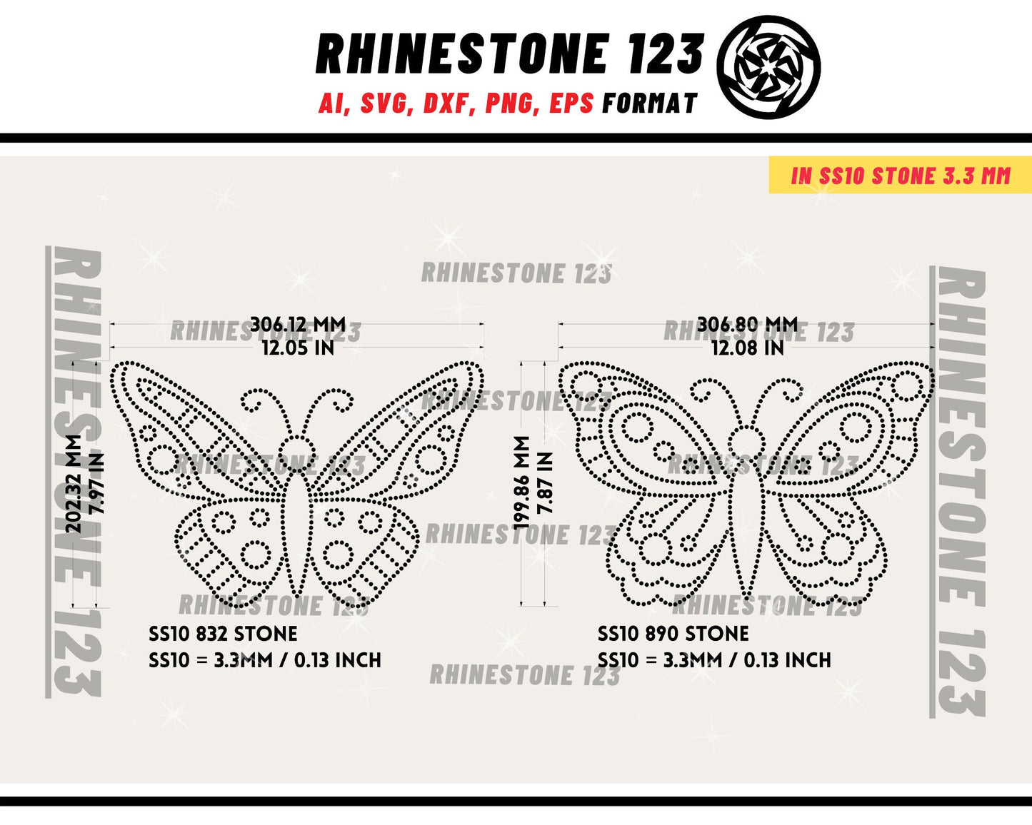 GROUP 5] 5 BUTTERFLIES RHINESTONE Template Bundle Rhinestone Template for Cricut rhinestone template material rhinestone 10ss Download