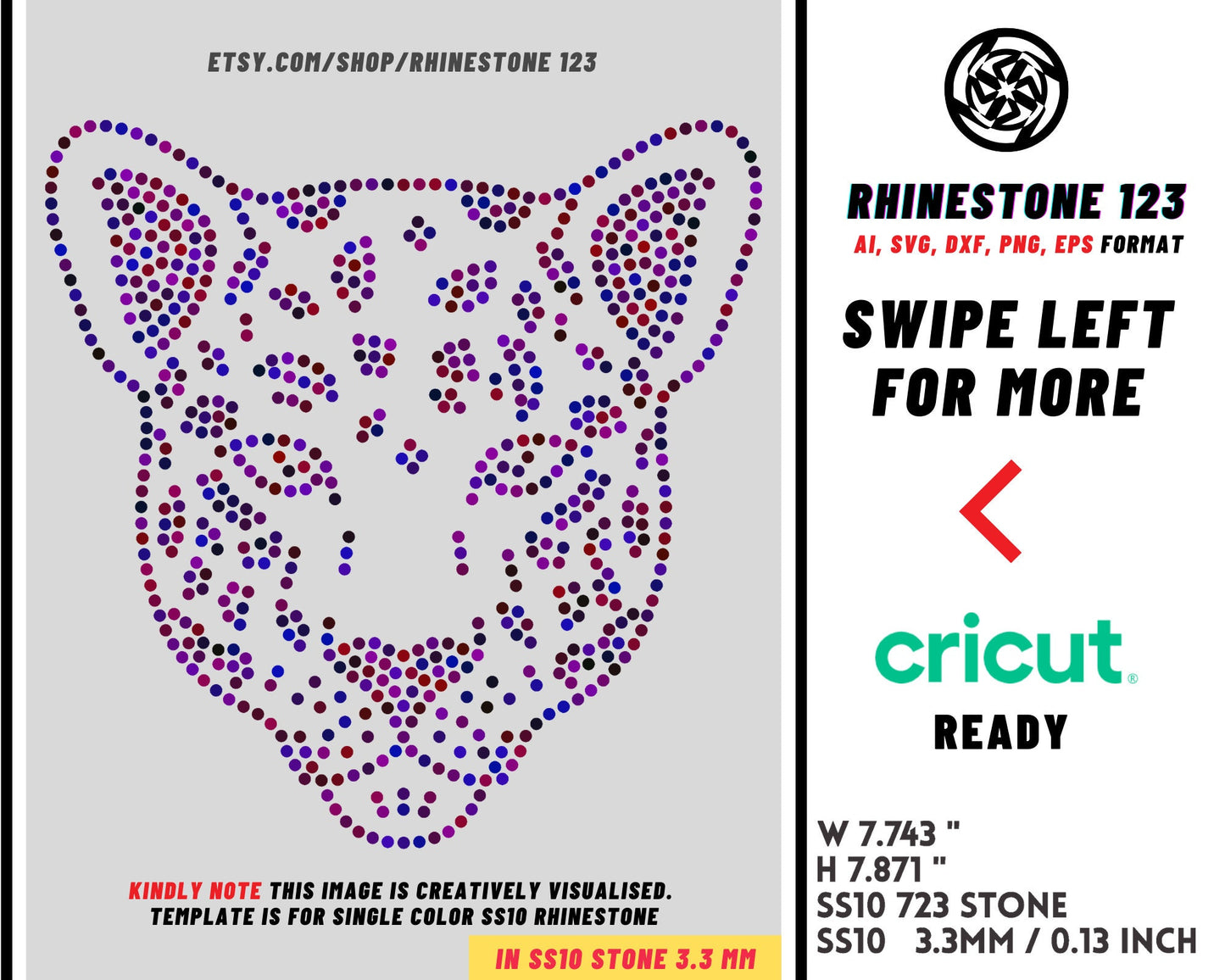 Panther Rhinestone Template for Cricut rhinestone template material rhinestone 10ss Instant Download File ai svg png eps dxf cdr