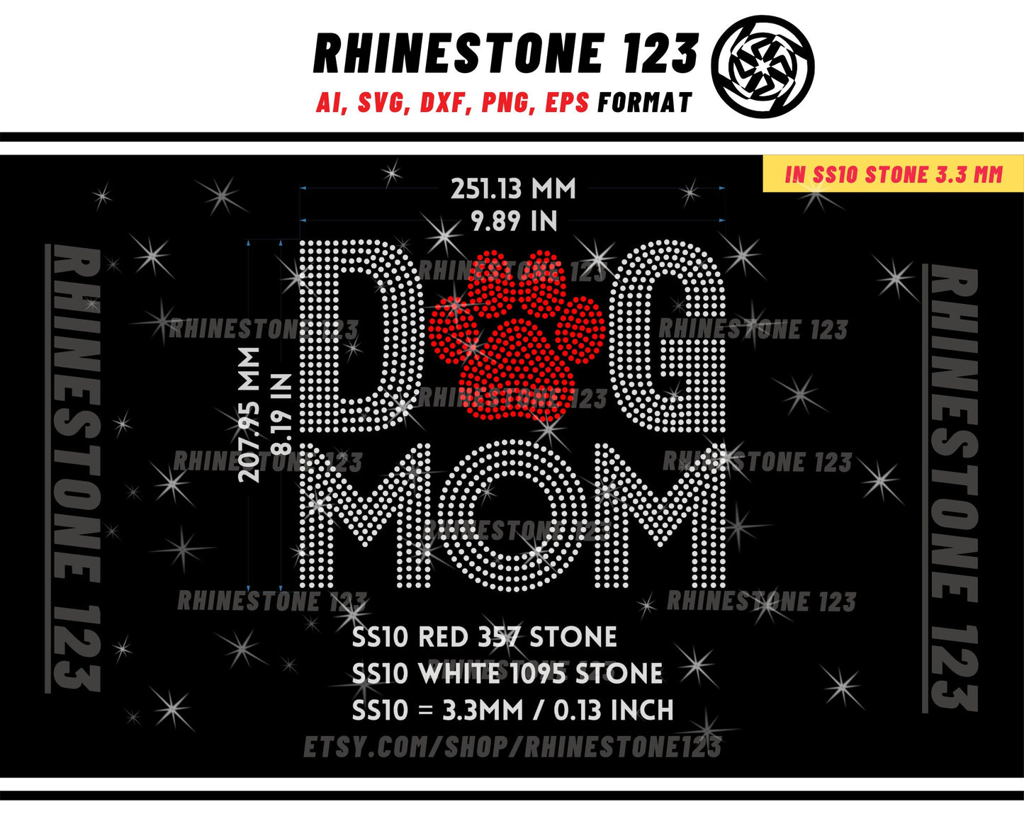 DOG MOM SVG Rhinestone Template for Cricut rhinestone template material rhinestone 10ss Instant Download File ai svg png cdr dxf eps