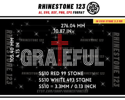 Grateful Rhinestone Template for Cricut rhinestone template material rhinestone 10ss Instant Download File ai svg png cdr dxf eps